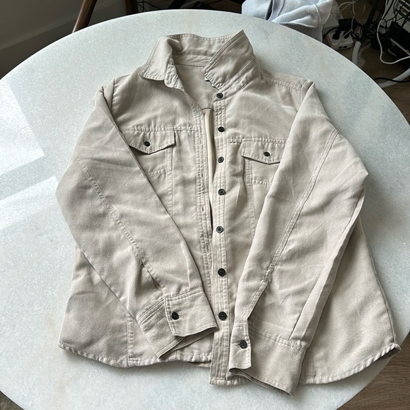 Collared suede material top button down - Picture 1 of 3